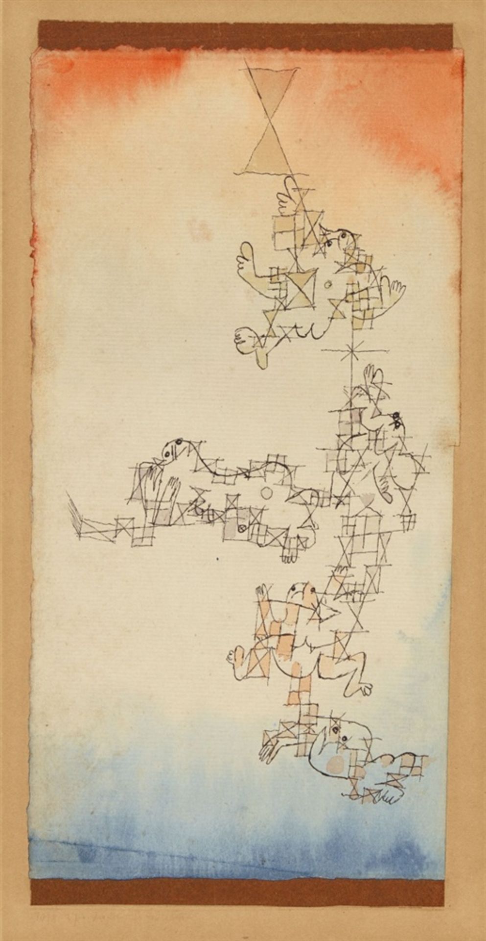 Paul KleeGeister als Akrobaten, 1918, 37Tuschfeder und Aquarell auf Papier, oben und unten ein