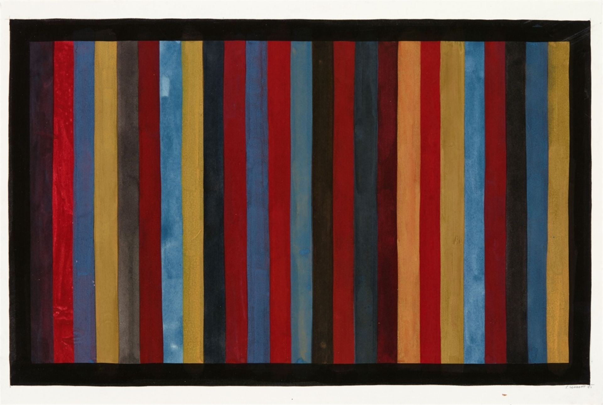 Sol LeWittOhne Titel (Vertical Bands of Color)Gouache auf Karton 37,5 x 56,5 cm. Unter Glas gerahmt.