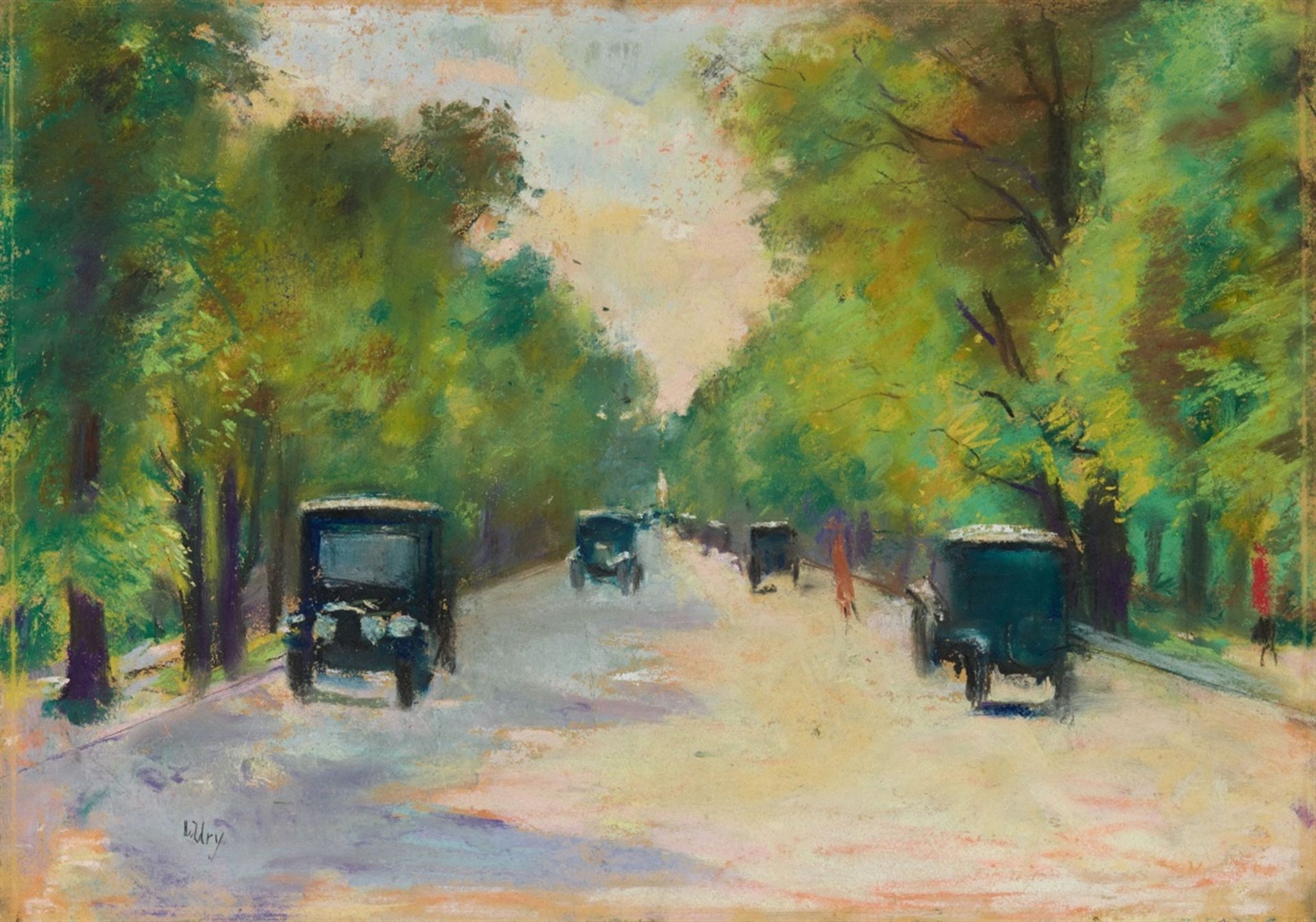 Lesser UryAllee im Tiergarten, BerlinPastell auf Karton 35 x 49,5 cm Unter Glas gerahmt. Unten links