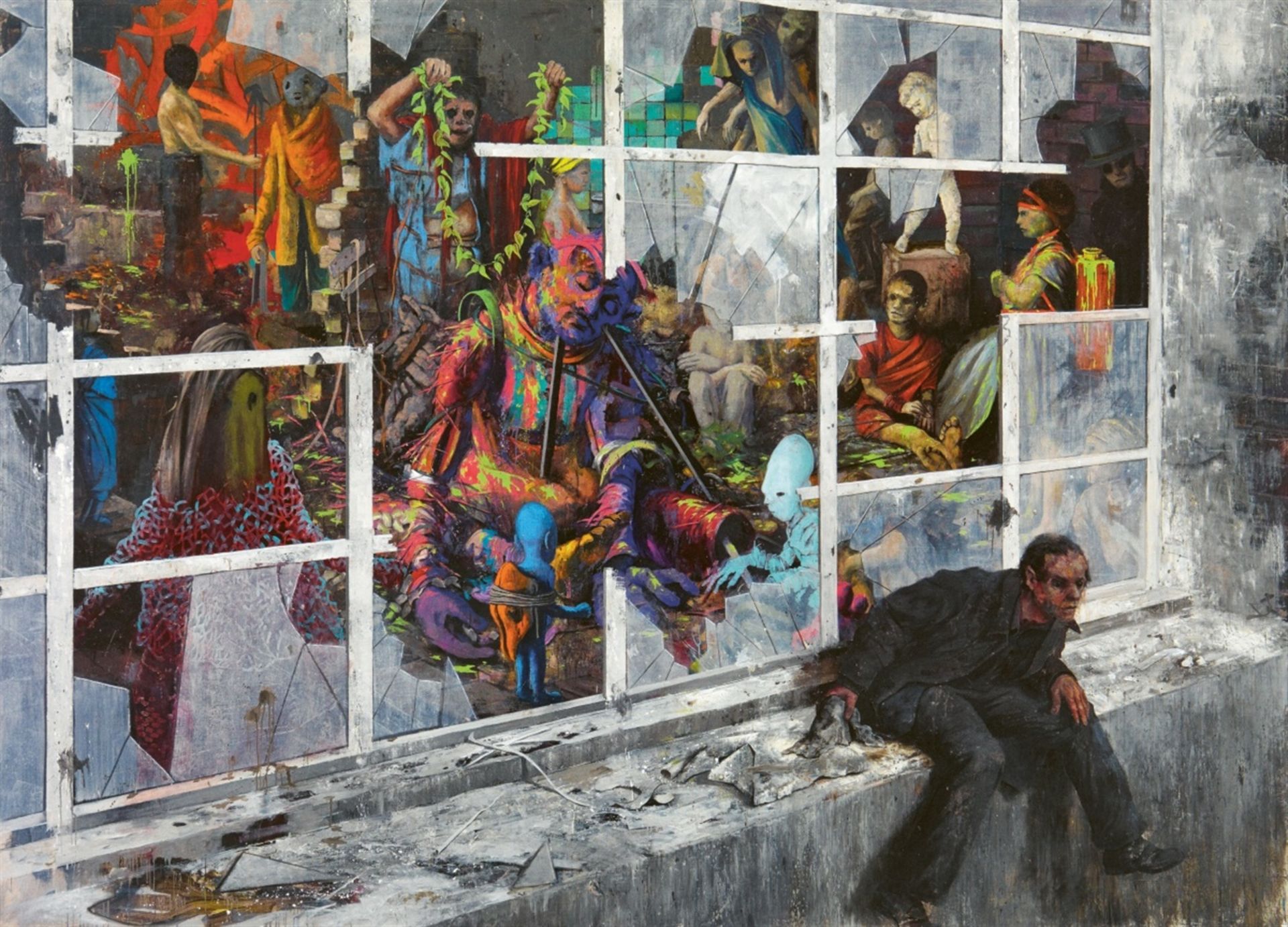 Jonas BurgertSchlissÖl auf Leinwand 250 x 350 cm. Rückseitig auf der Leinwand signiert, datiert