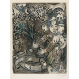 Marc ChagallLa famille d'arlequinOriginal-Farblithographie auf Velin mit Wasserzeichen "BFK" 67 x
