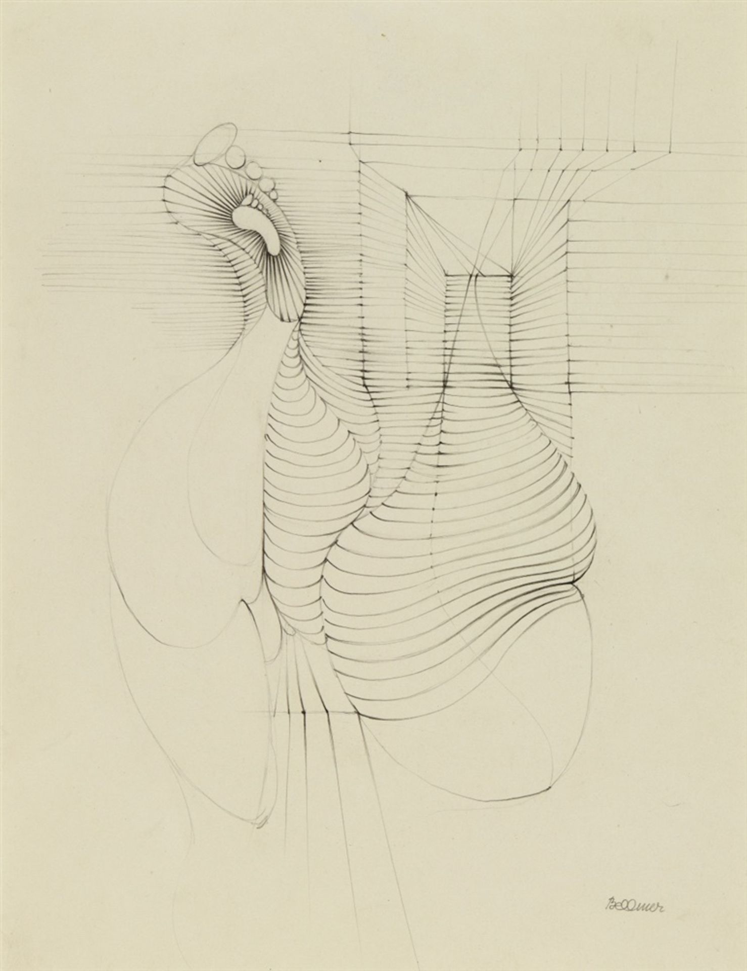 Hans BellmerÉtude pour "Claquemur"Bleistiftzeichnung auf festem glatten Velin 31 x 24,7 cm Unter