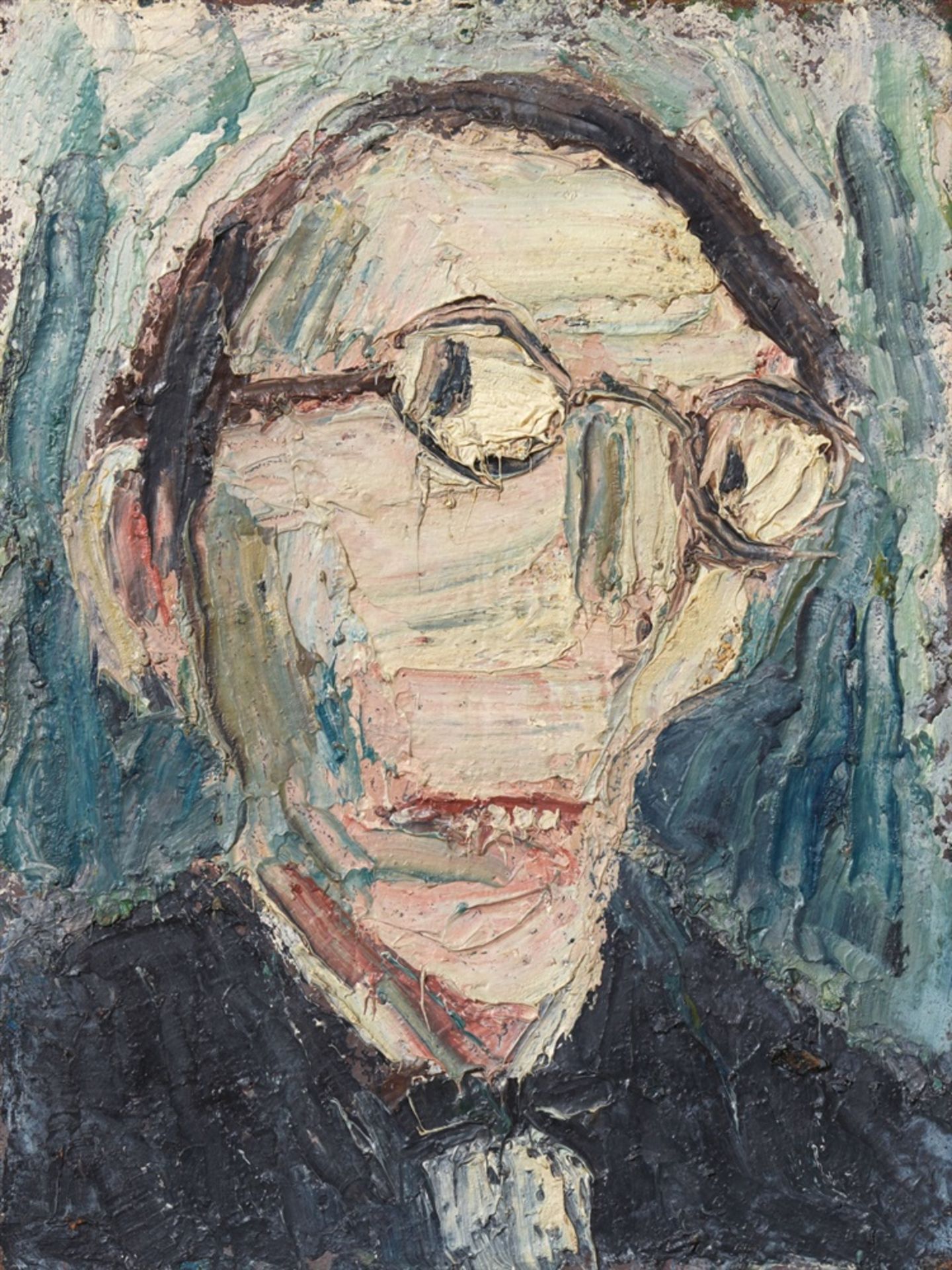 Holmead (Clifford Holmead Philipps)Monsieur aux lunettesÖl auf Leinwand, auf Holz aufgezogen 41 x