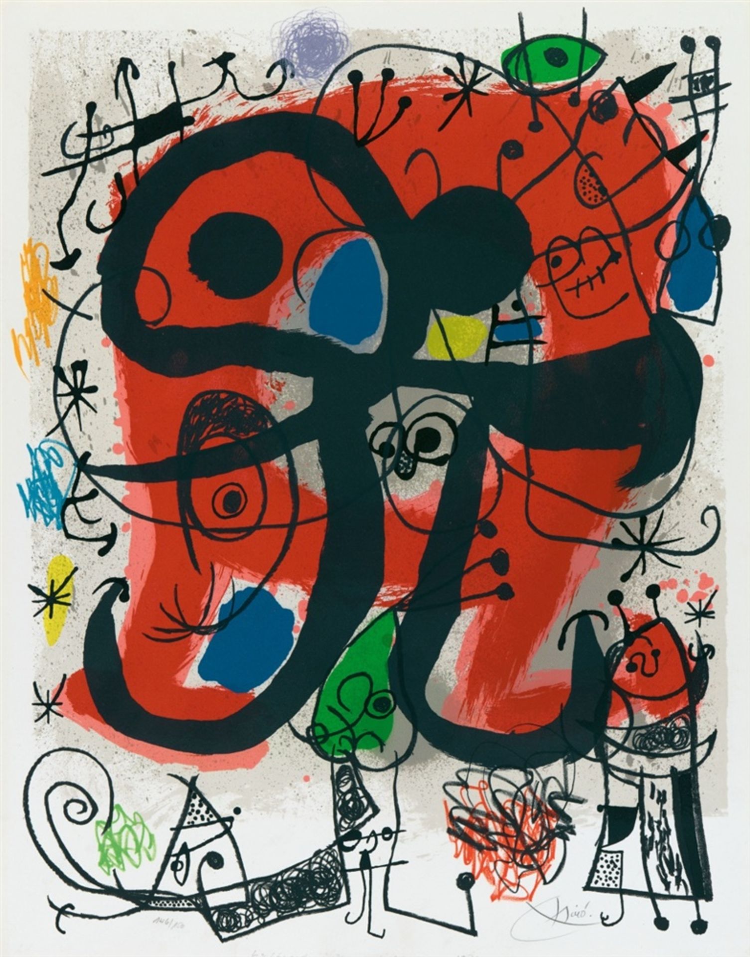 Joan MiróAffiche pour l'exposition du livre Le lézard aux plumes d'orOriginal-Farblithographie auf