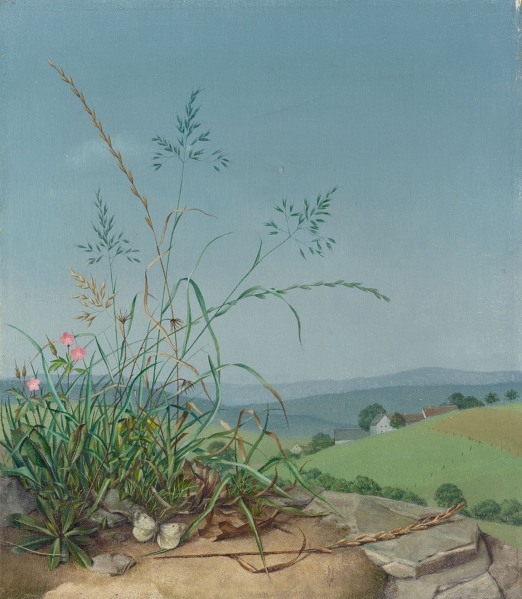 Herbert BöttgerSommerliche Landschaft mit blühenden GräsernÖl auf Leinwand 44 x 38,7 cm Gerahmt.