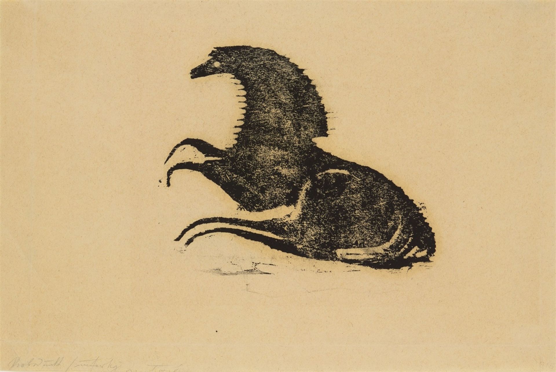 Ewald MataréLiegendes PferdOriginal-Holzschnitt auf faserhaltigem Papier 22,8 x 27,5 cm (37 x 55,5