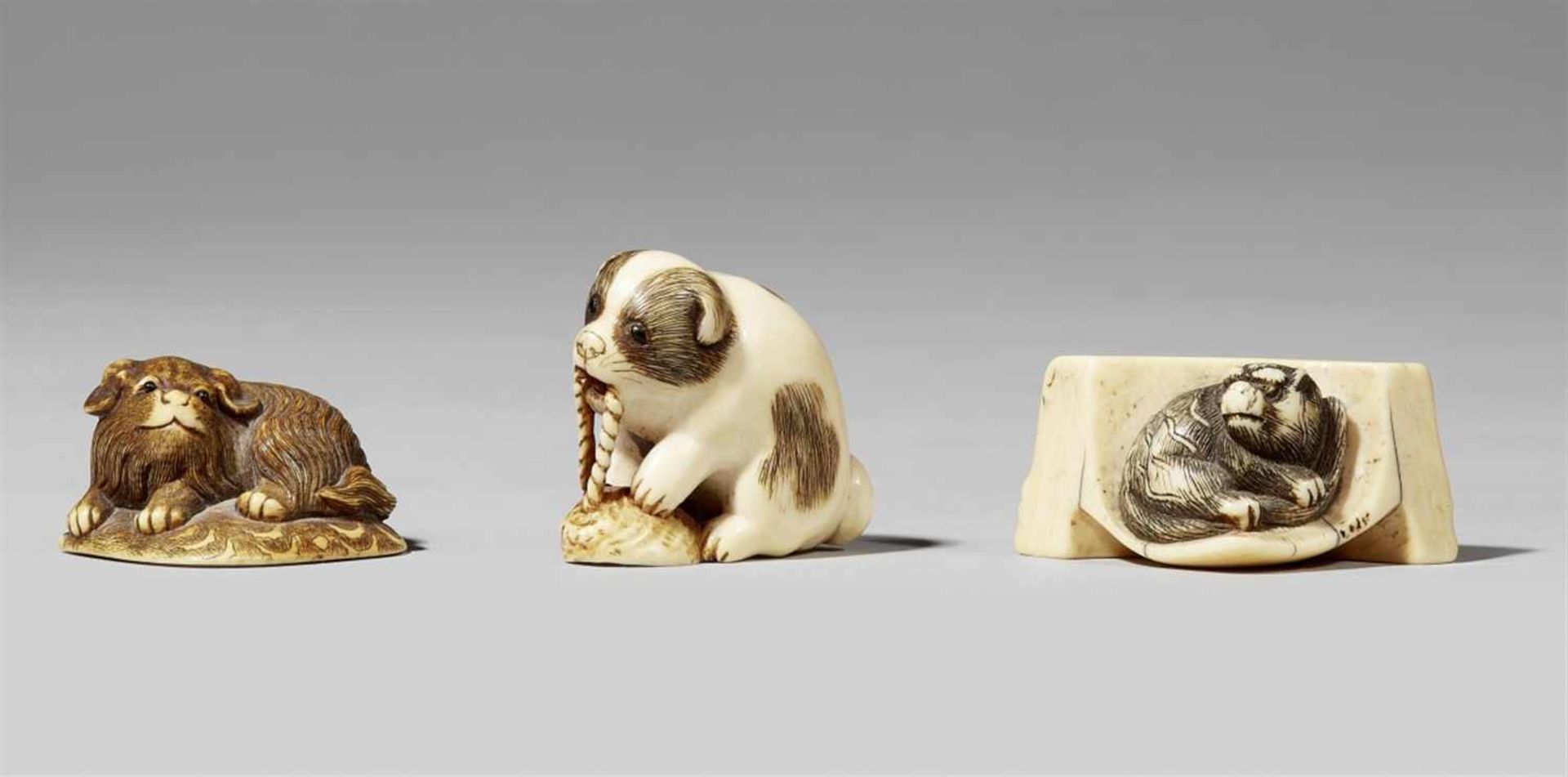 Three ivory netsuke. 19th century