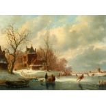 Anthony Andreas de MeyerWinterlandschaft mit Eisläufern