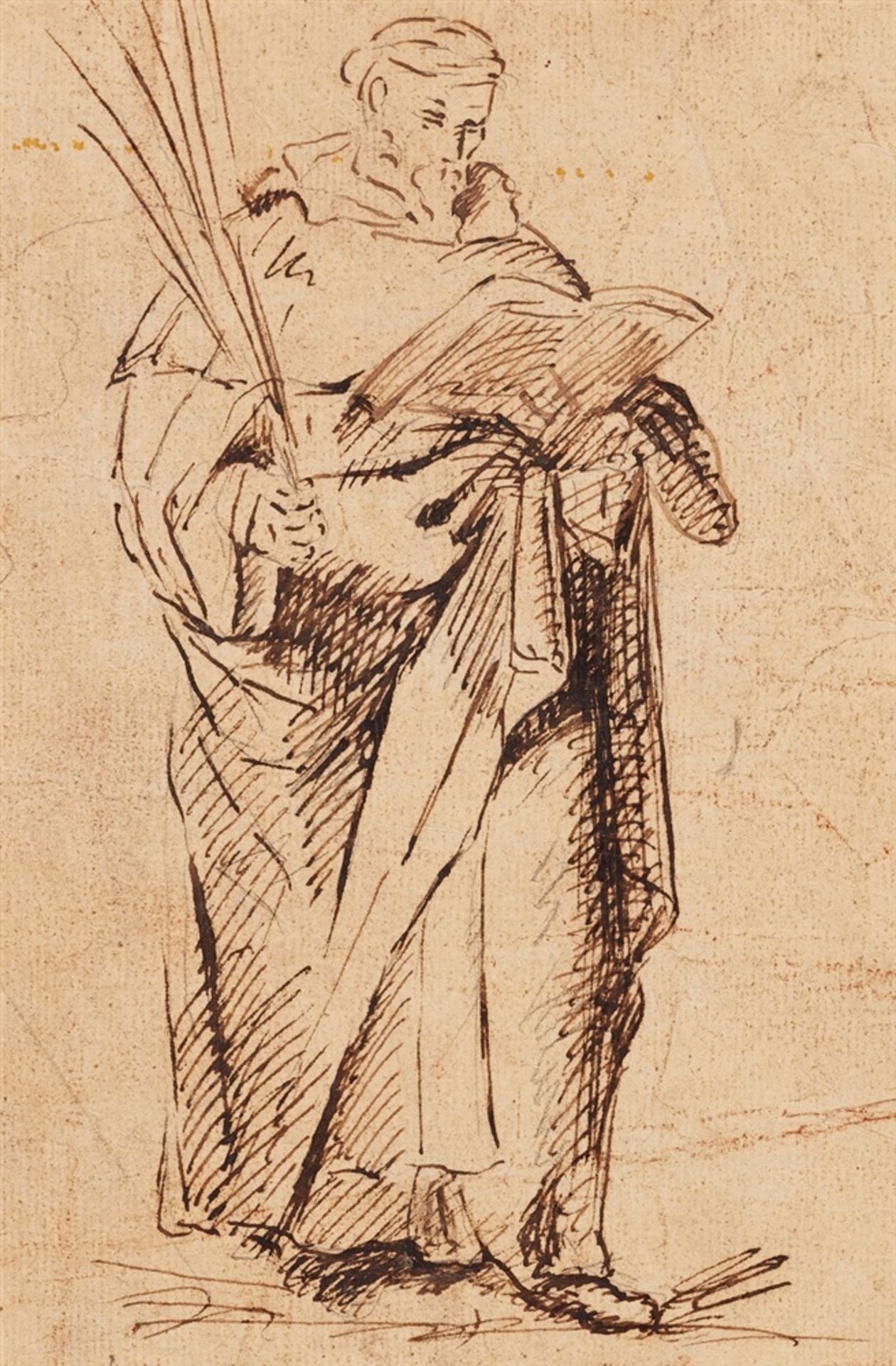 Niederländischer Meister des 17. JahrhundertsStehender Heiliger mit Palmenzweig und geöffne