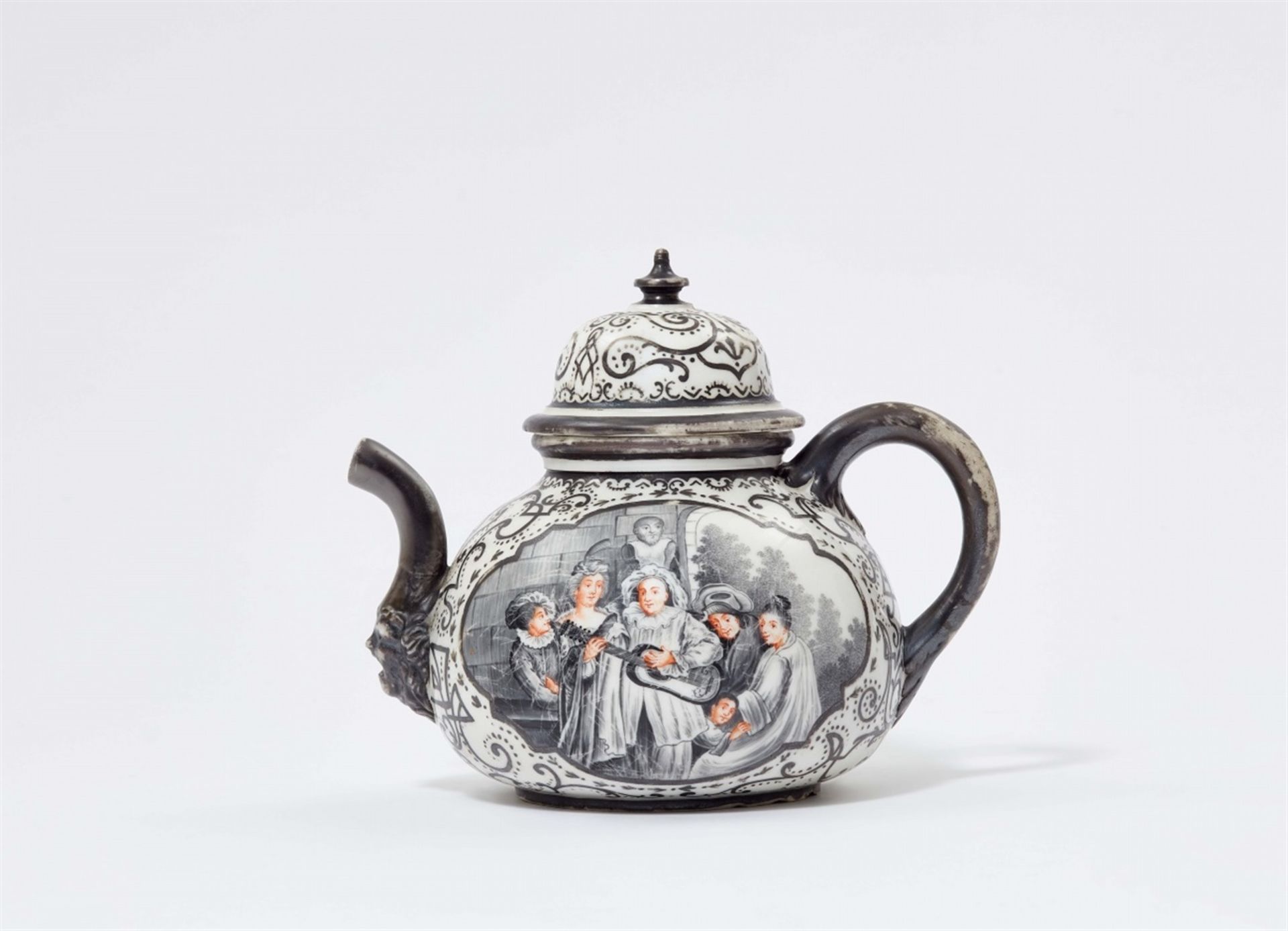 Seltene Teekanne mit "Watteau-Szene"