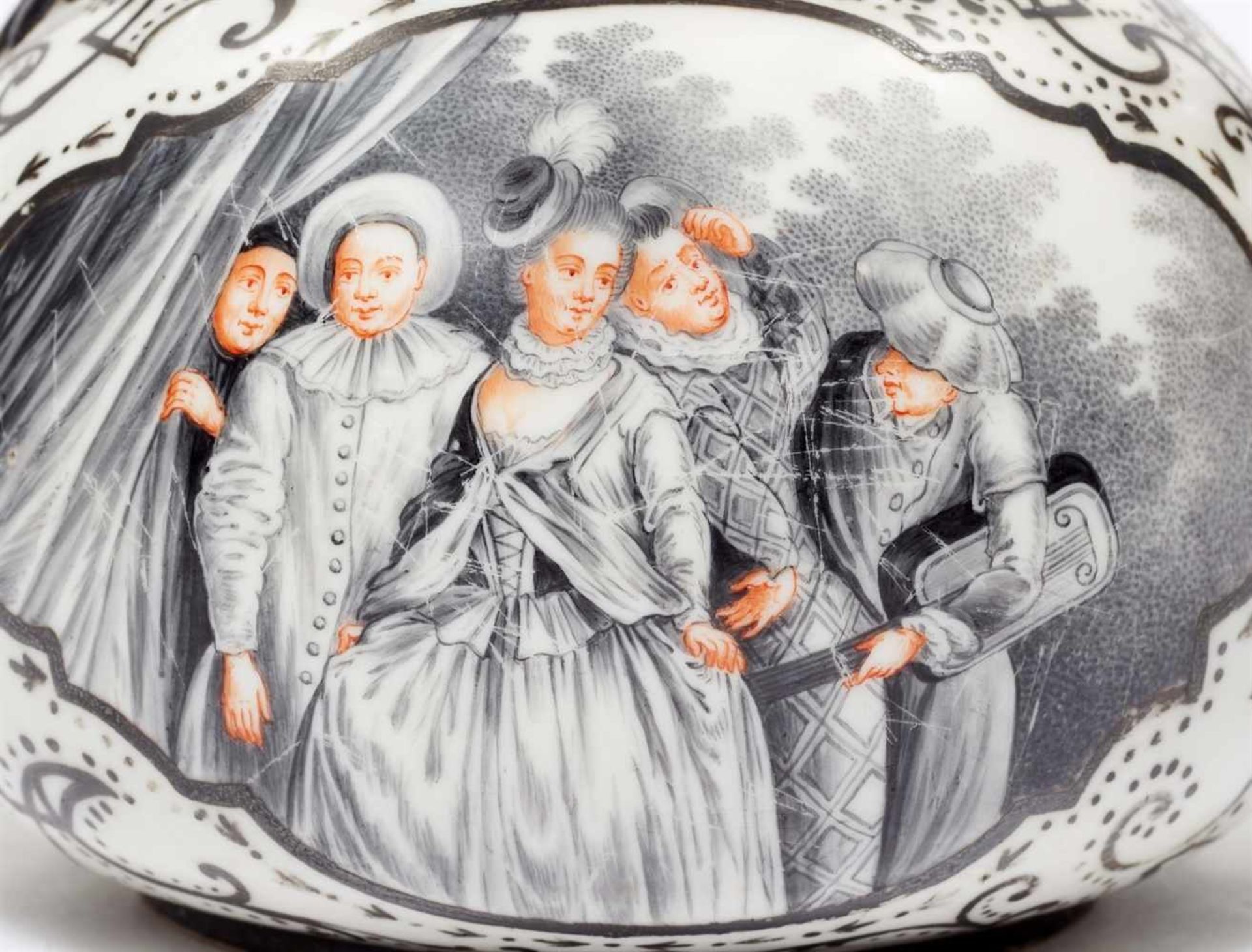 Seltene Teekanne mit "Watteau-Szene" - Bild 4 aus 4
