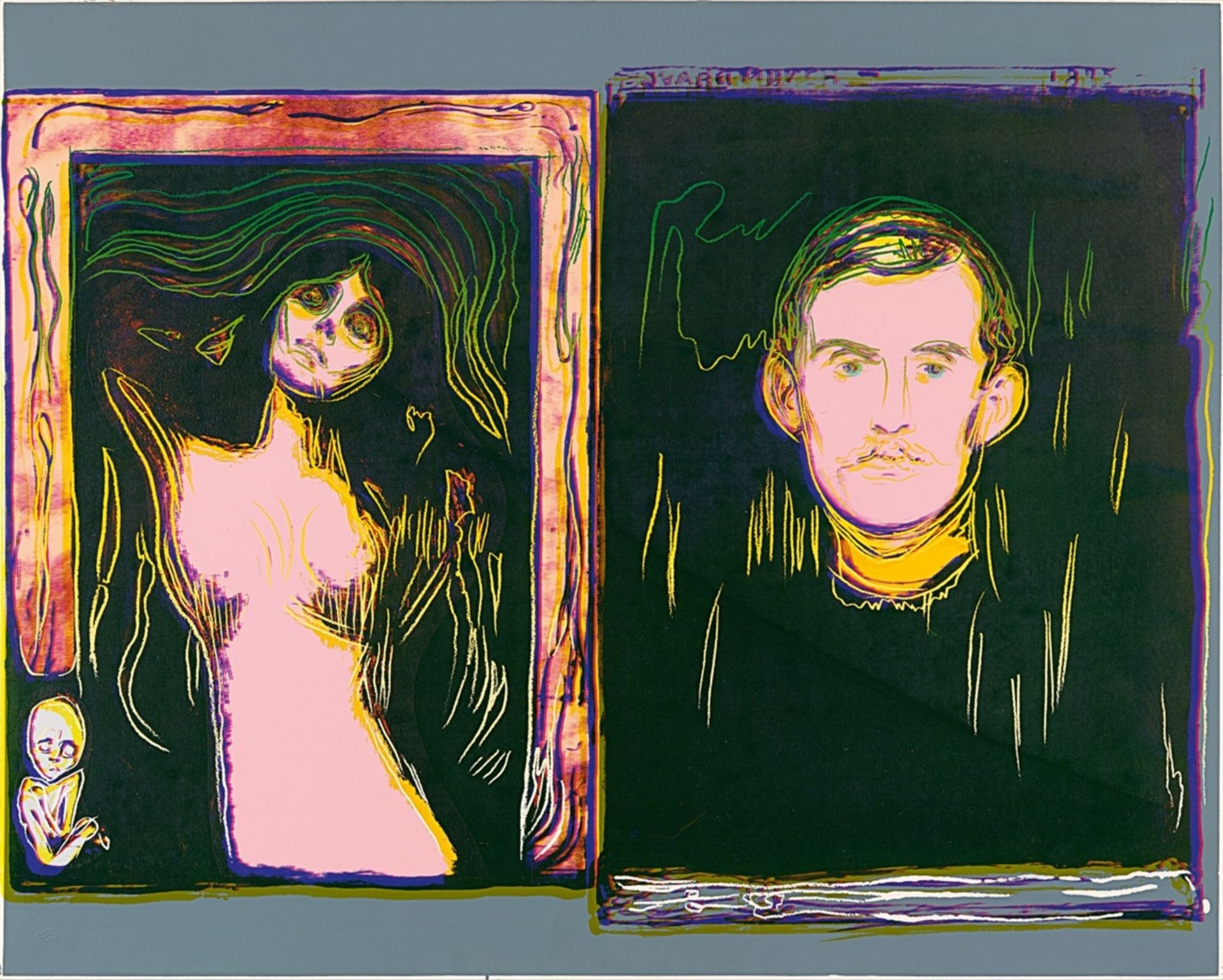 Andy WarholMadonna and Self-Portrait with Skeleton's Arm (After Munch)