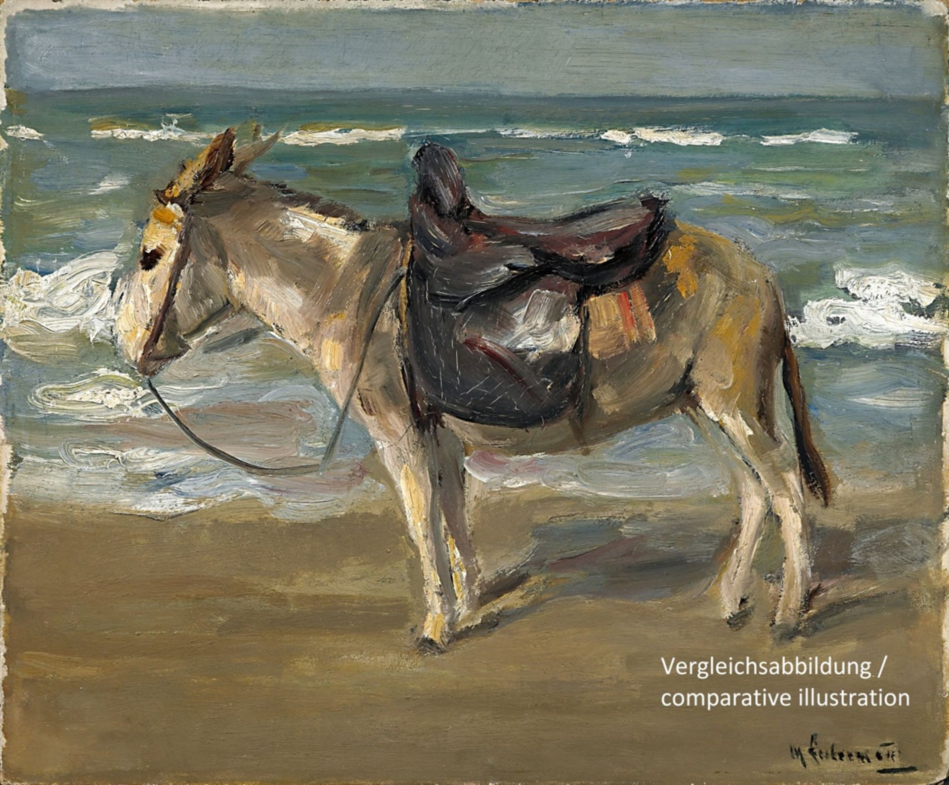 Max Liebermann"Dame in rosa Kleid auf weißem Esel" - Mädchen beim Eselreiten am Strand von - Bild 2 aus 2