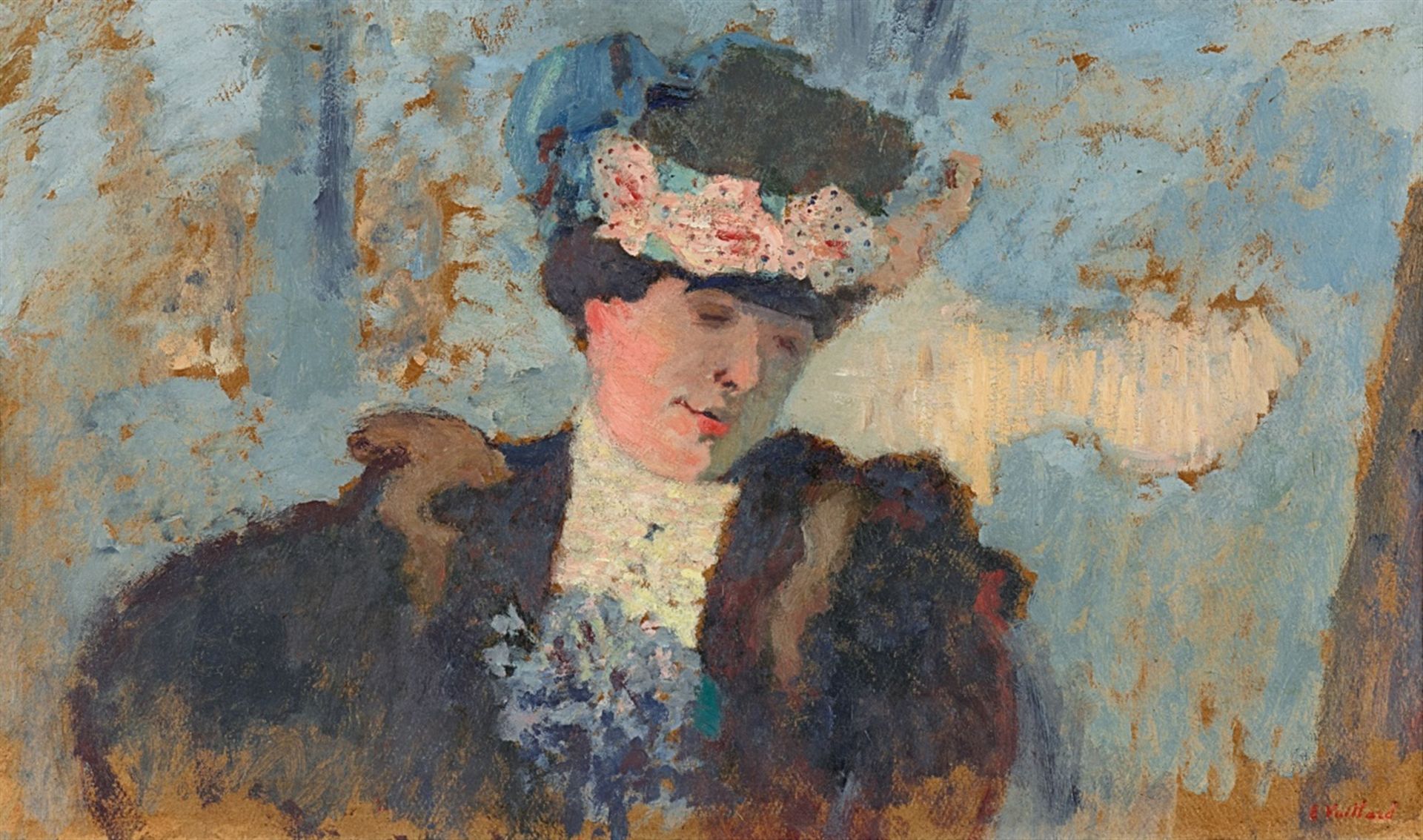 Edouard VuillardMadame Hessel au chapeau garni de roses