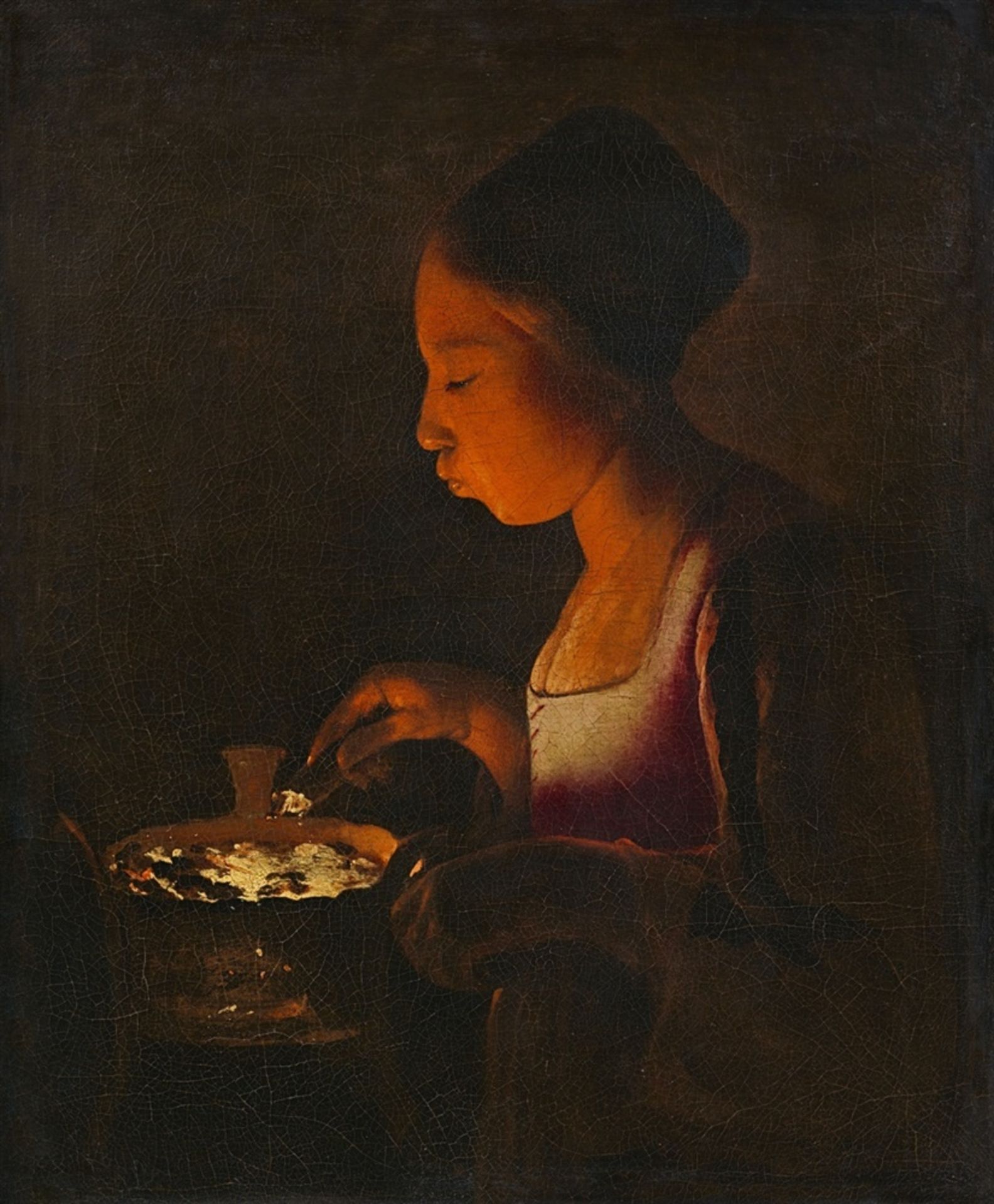 Georges de La TourMädchen, in ein Kohlebecken blasend (La Fillette au braisier)