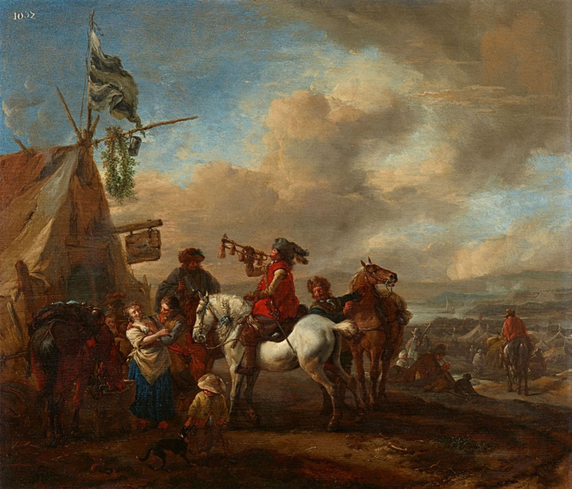 Philips WouwermanSoldaten beim Zelt einer Marketenderin mit einem Trompeter