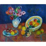 Charles CamoinBouquet d'anémones - plat et assiette de fruits