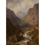 Deutscher Künstler um 1840Gebirgige Landschaft mit Wildbach