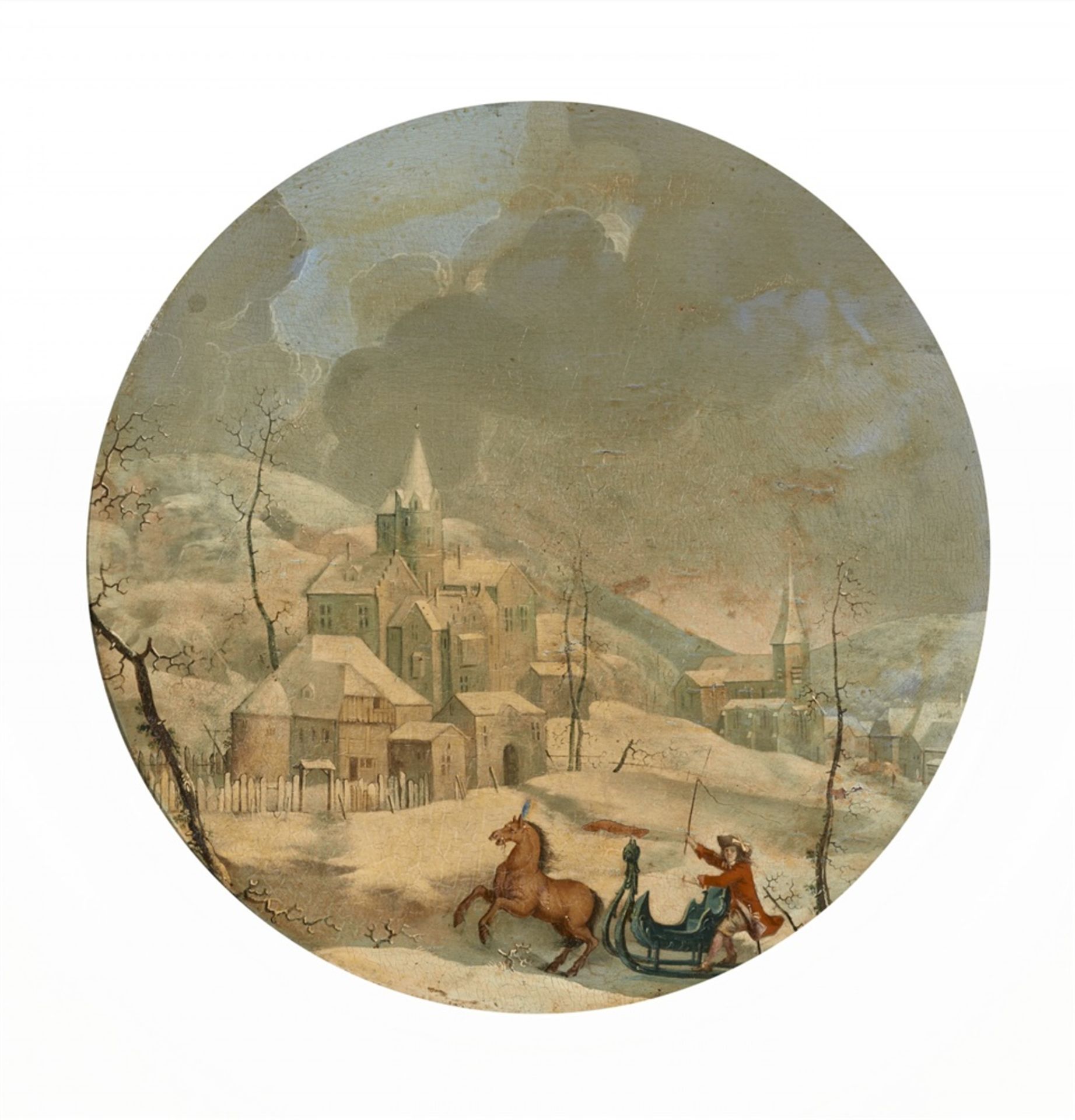 Niederländischer Meister des 17. JahrhundertsWinterlandschaft mit Pferdeschlitten
