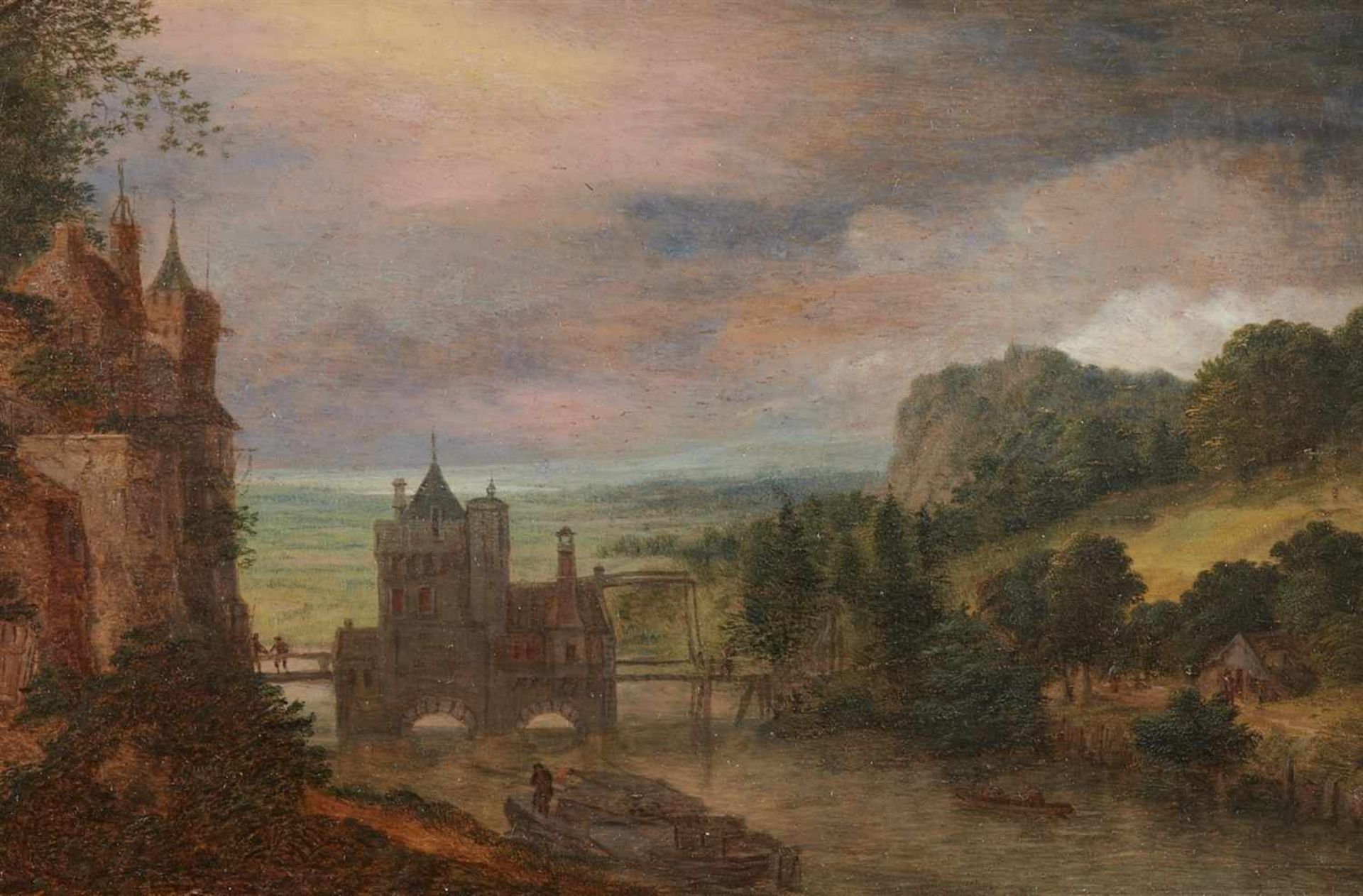 Gillis NeytsLandschaft mit Burg am Ufer eines Flusses