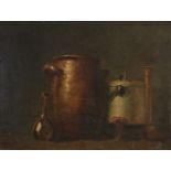 Jean-Baptiste Simeon Chardin, UmkreisStillleben mit Flasche, Tongefäß und Kerzenstock