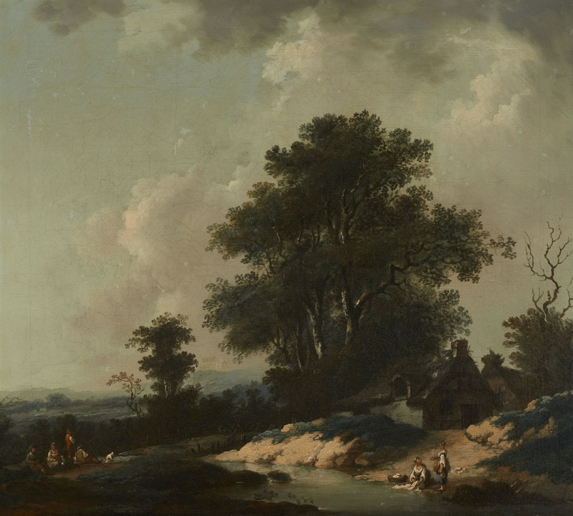 Deutscher oder Niederländischer Künstler des 18. JahrhundertsLandschaft mit Bauernhaus, Ras