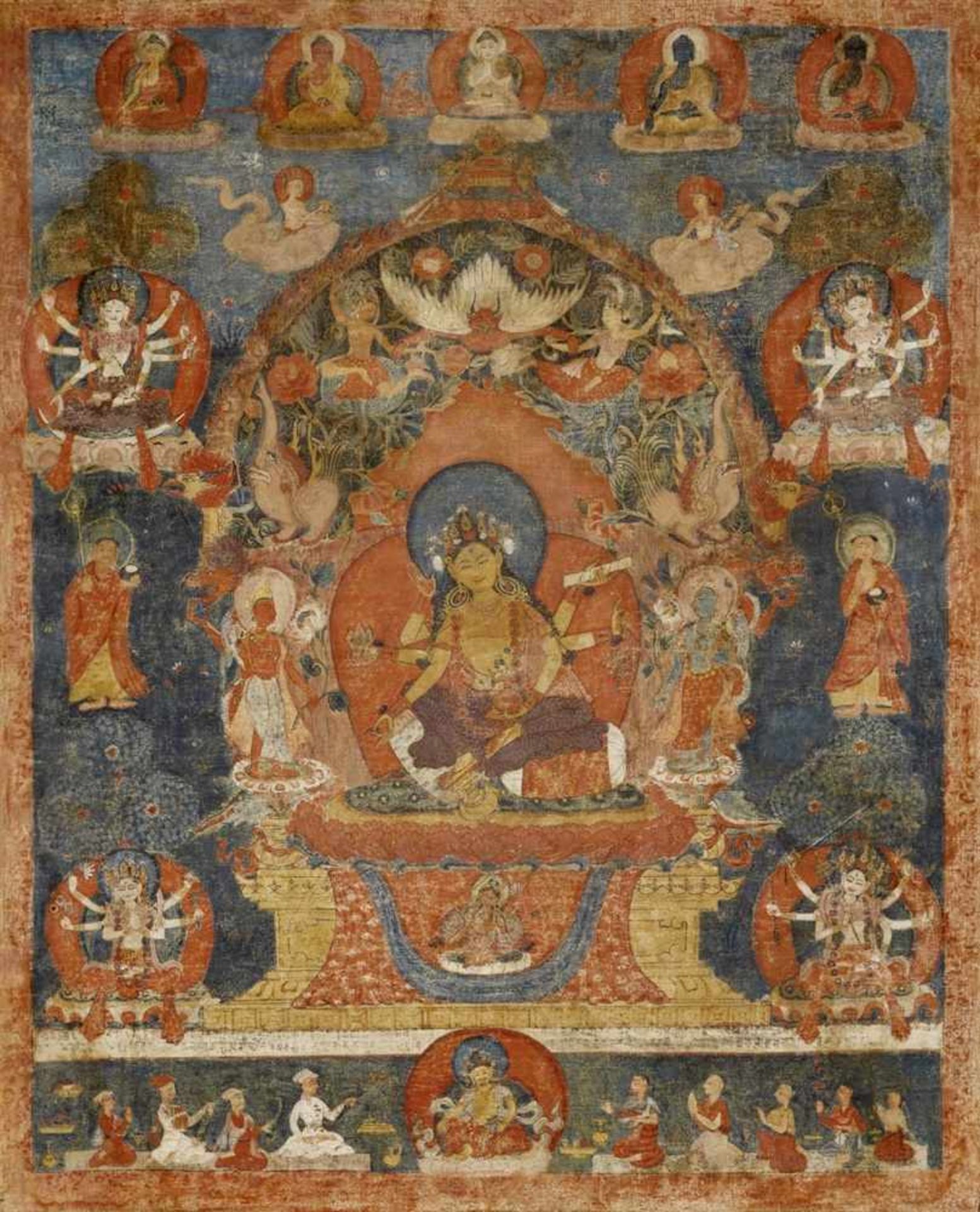 Thangka (Paubha) der Vasudhara. Nepal. 17./18. Jh.