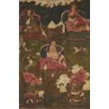 Thangka mit zwei Arhats und Moheyan. Tibet. 18. Jh.