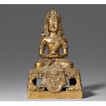 Buddha Amitayus. Feuervergoldete Bronze. Qianlong-Periode, inschriftlich datiert 1770