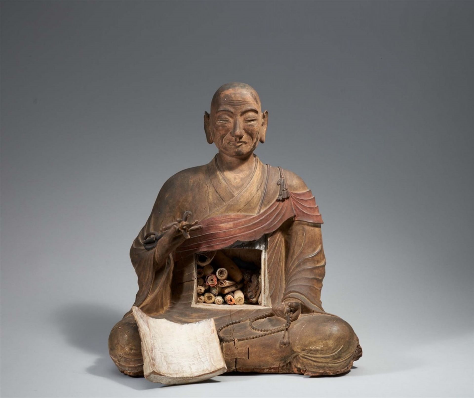 Große Figur eines Kobo Daishi. Holz. Heian-/kamakura-Zeit und später - Bild 2 aus 5