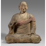 Große Figur eines Kobo Daishi. Holz. Heian-/kamakura-Zeit und später