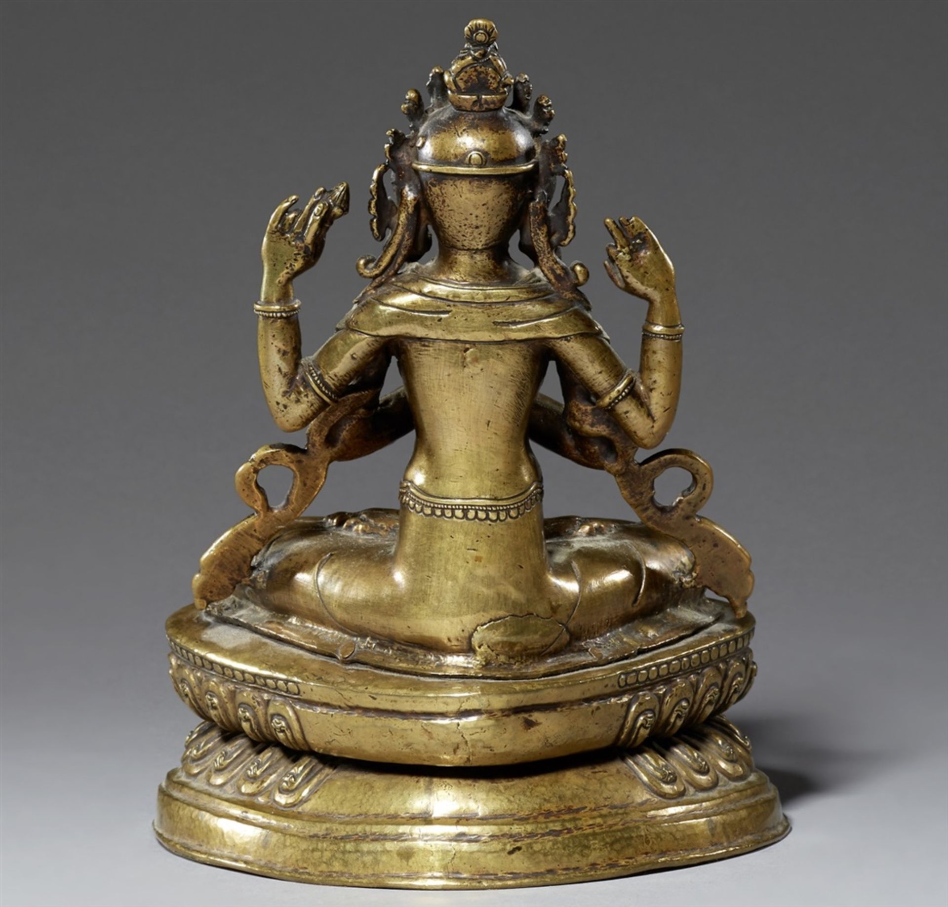 Shadakshari Avalokiteshvara. Bronze. Tibet. 17./18. Jh. - Bild 2 aus 4