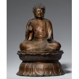 Amida Butsu. Kupferfarbene Bronze. Meiji-Zeit