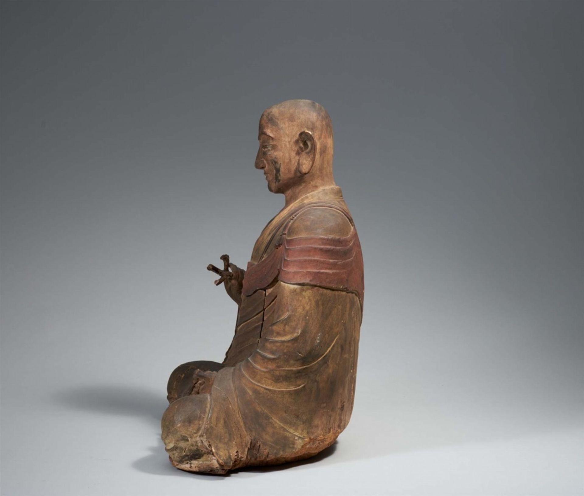 Große Figur eines Kobo Daishi. Holz. Heian-/kamakura-Zeit und später - Bild 3 aus 5