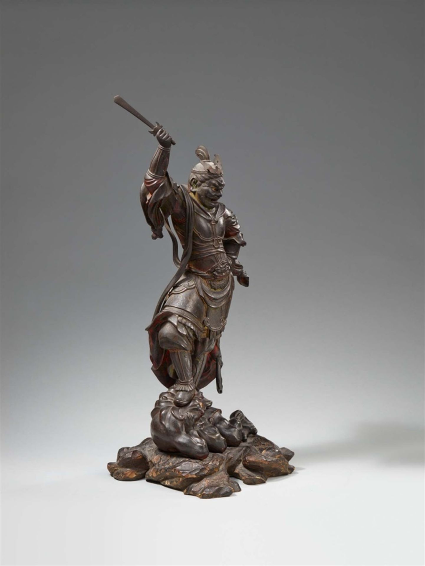 Jikokuten, einer der Vier Weltenwächter (shitenno). Holz. Edo-Zeit, 18. Jh. - Image 3 of 4