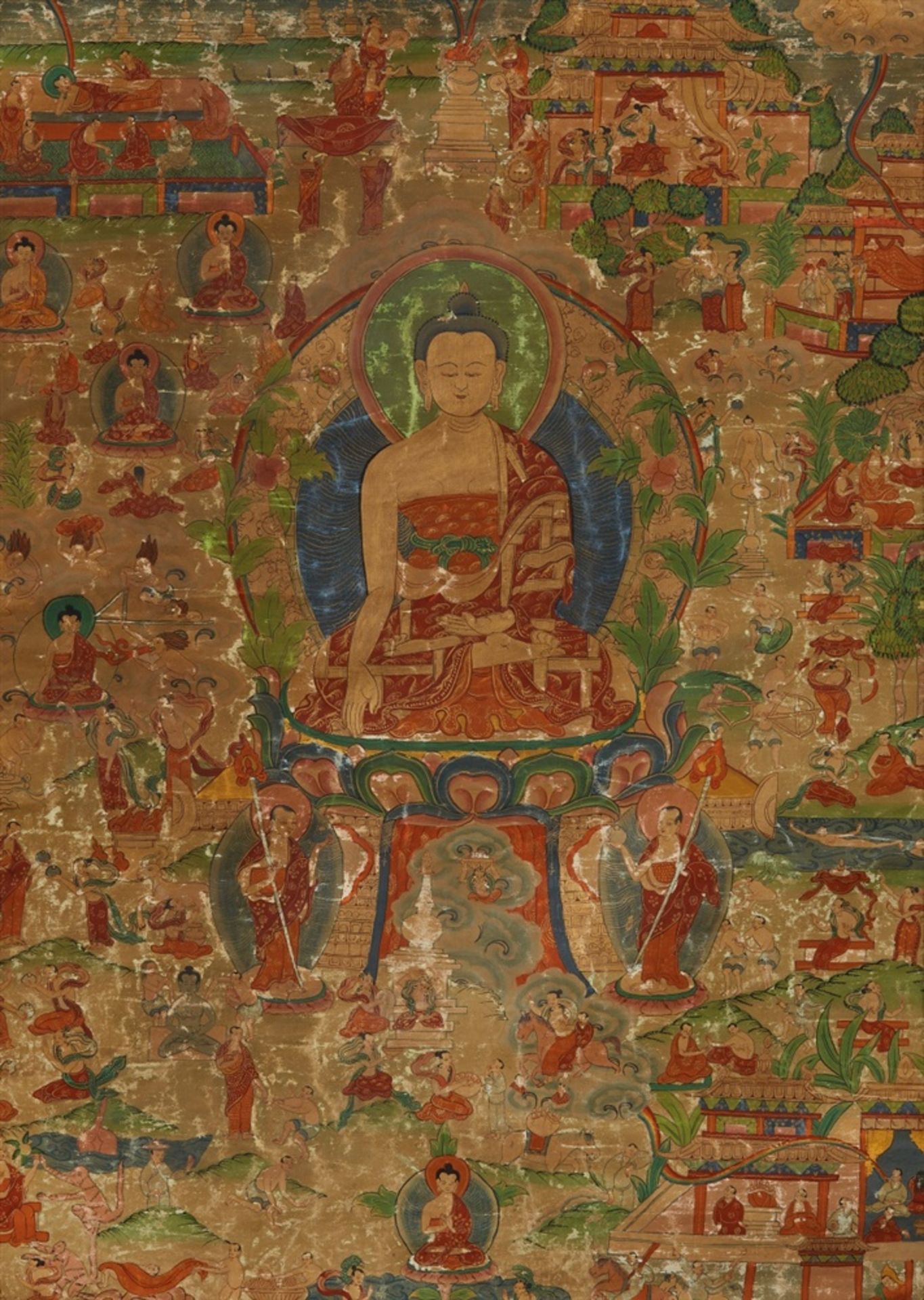 Thangka des Buddha Shakyamuni. Tibet. Um 1900