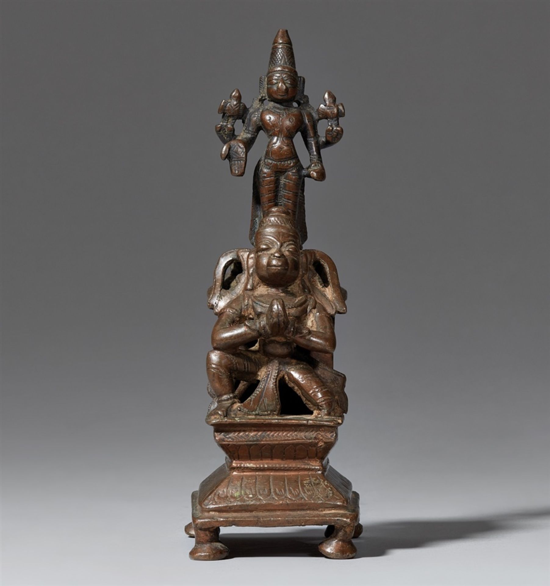 Hanuman und Vishnu. Kupferlegierung. Indien.