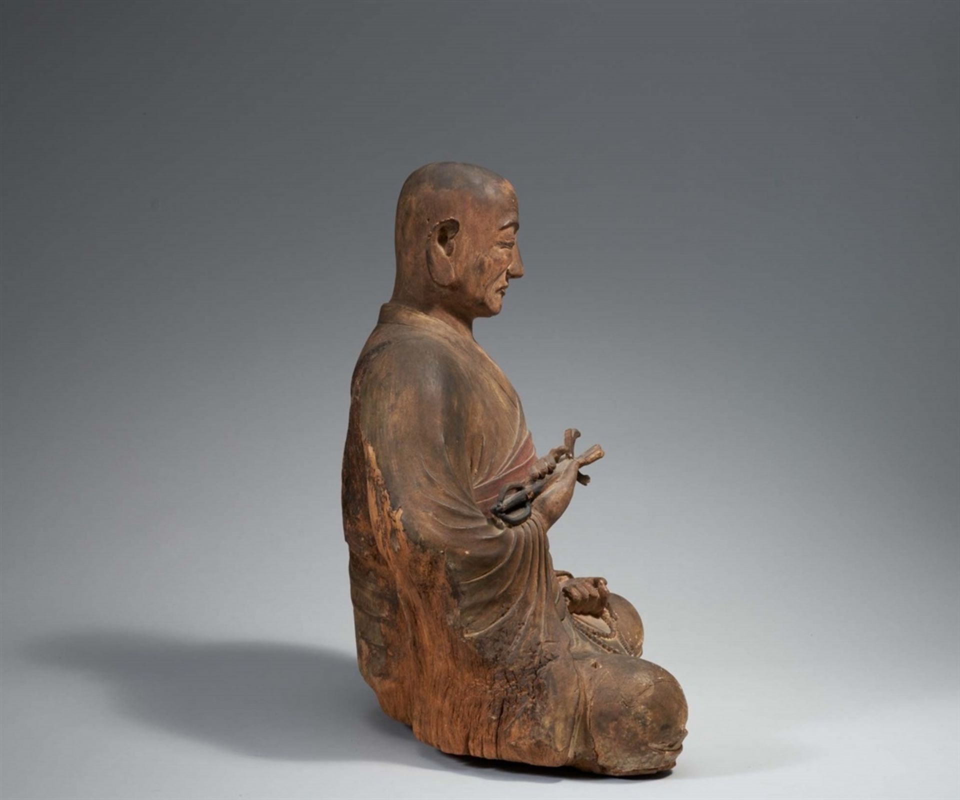 Große Figur eines Kobo Daishi. Holz. Heian-/kamakura-Zeit und später - Image 5 of 5