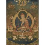 Fein gemaltes Thangka des Padmasambhava. Tibet. 18. Jh.