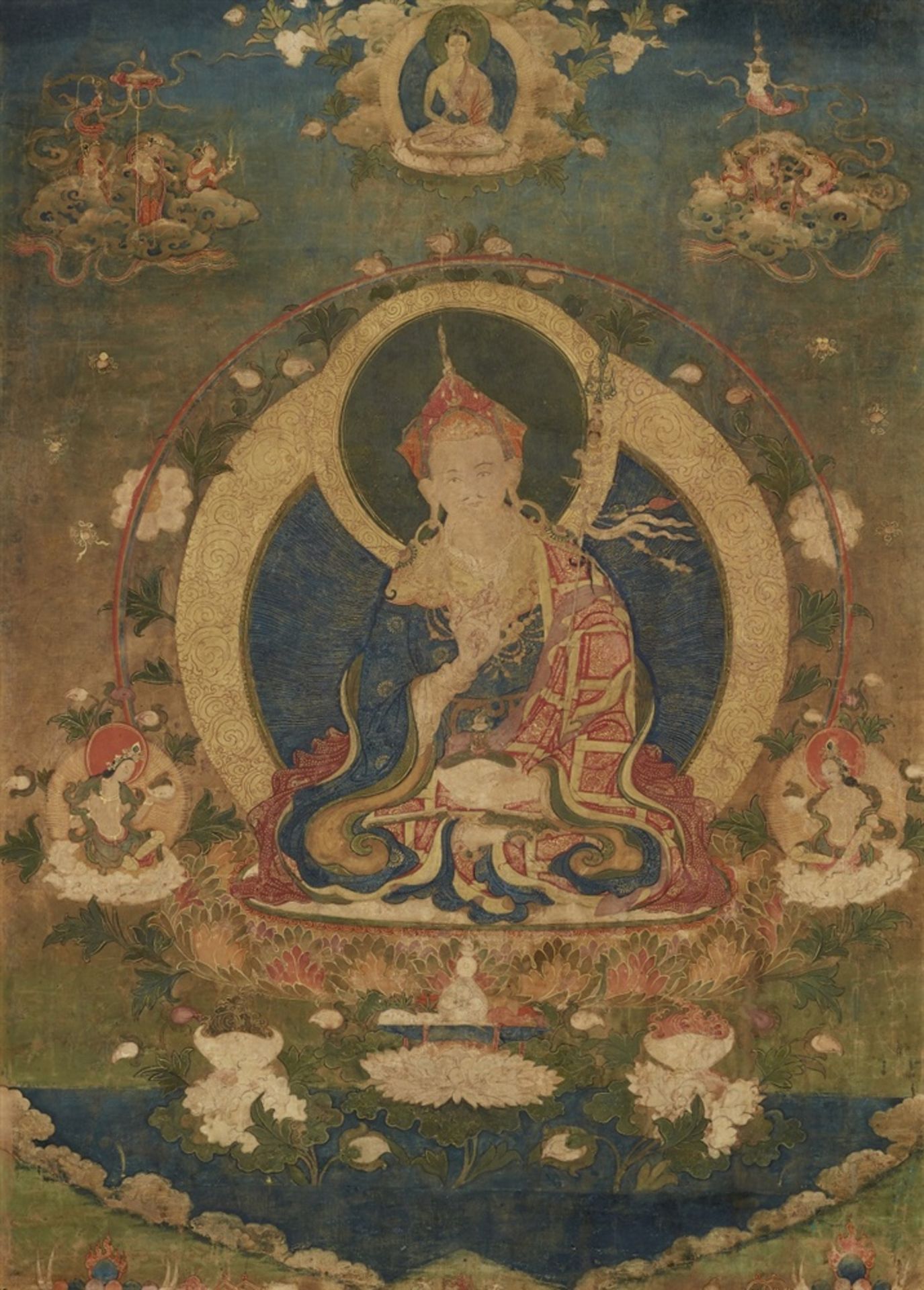 Fein gemaltes Thangka des Padmasambhava. Tibet. 18. Jh.