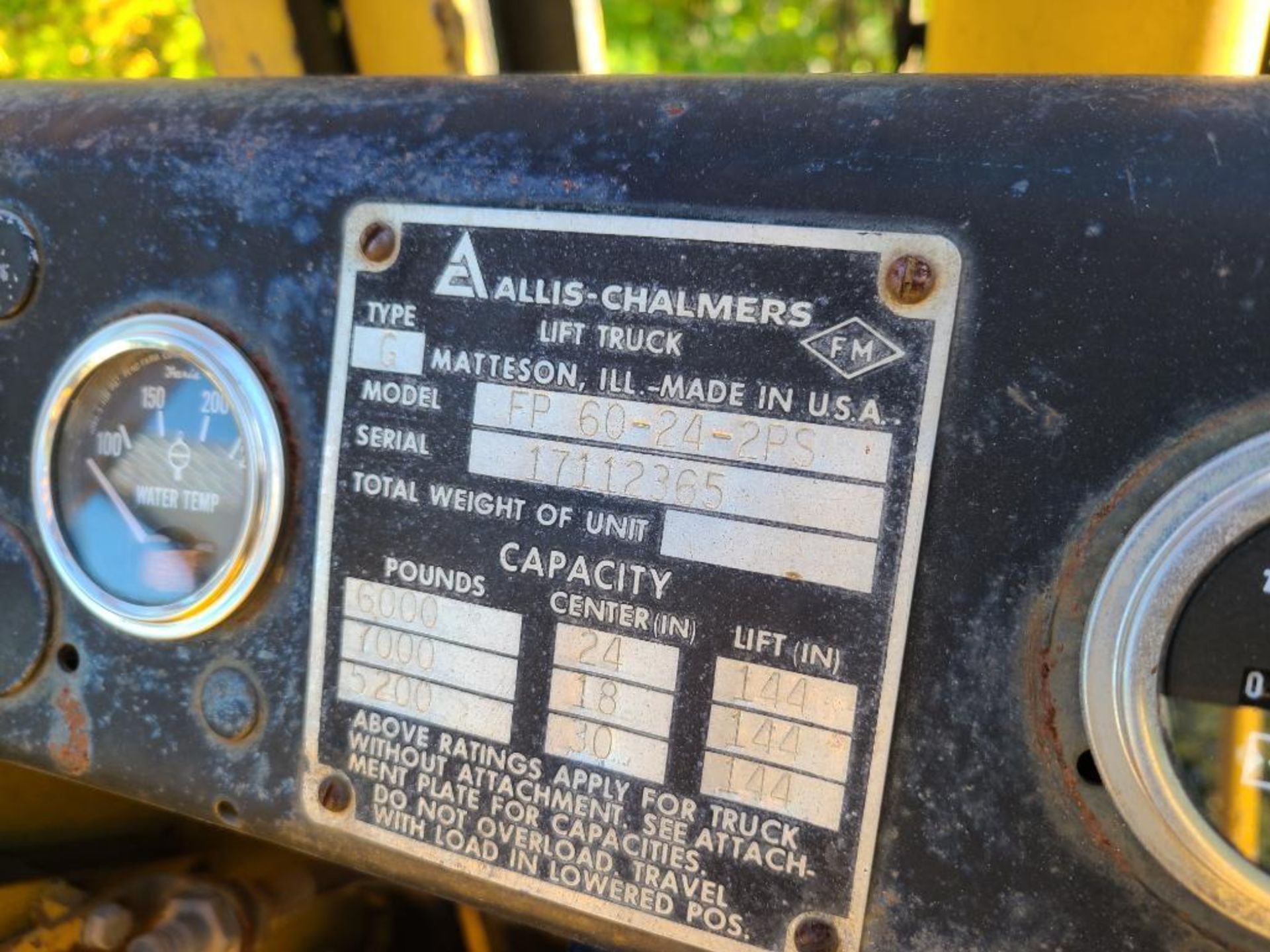 Allis Chalmers 6000 Lb. Fork Lift LP - Image 2 of 6