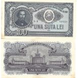 1949-1952 ISSUE, 100 Lei 1952, Blue Series and serial number