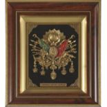 Ottoman state coat of arms, framed, 20th Century