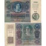 1919 FIRST PROVISIONNAL ISSUES, 50 Kronen (1919 - old date 2.1.1914) Romanian stamp on reverse