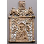 Rectangular openwork icon with bronze structure