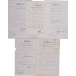 ORDER OF THE CROWN OF ROMANIA, 1881, LOT OF 5 AWARDING DOCUMENTS
