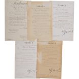 ORDER OF THE STAR OF ROMANIA, 1864, LOT OF 5 AWARDING DOCUMENTS