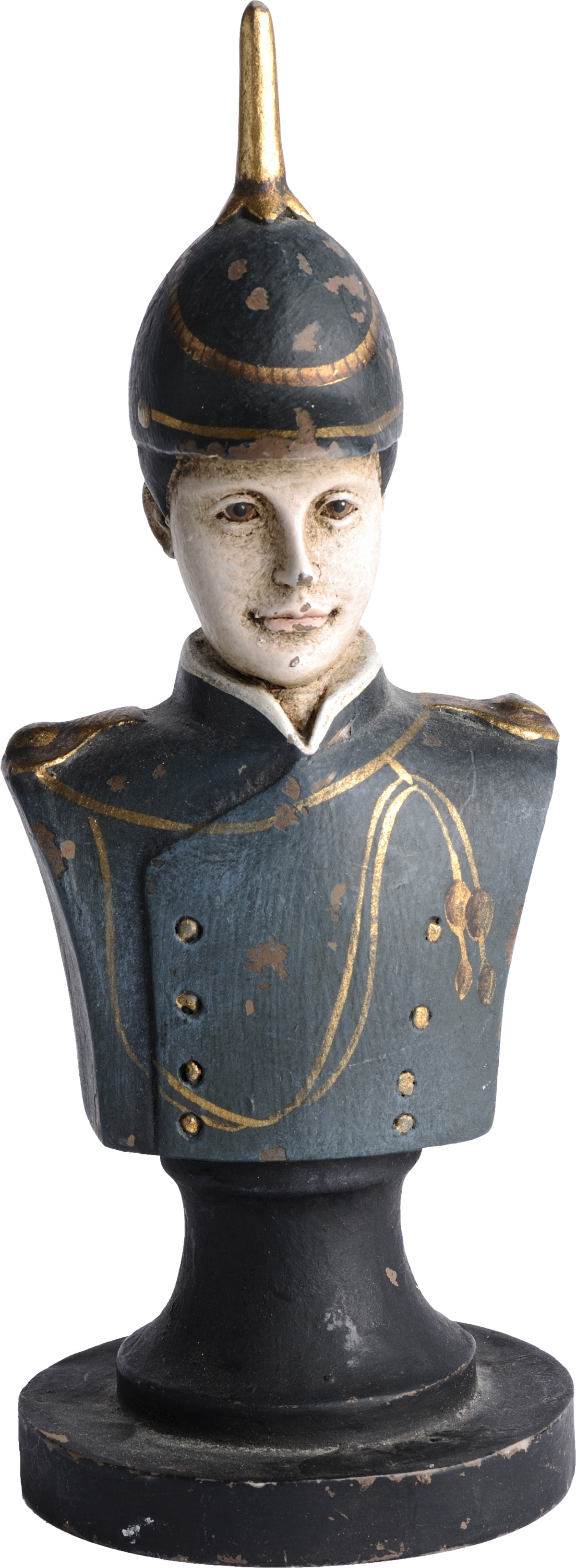 Austria Officer with spiked helmet, Ceramic bust painted, 20th Century