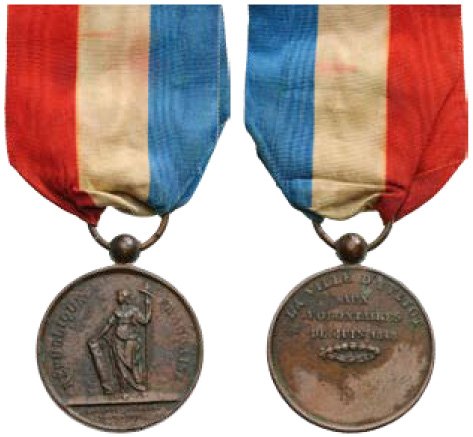 City of Yvetot Medal for the June 1848 Volunteers, instituted in 1848