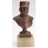 Patinated bronze bust about the great General Joffre